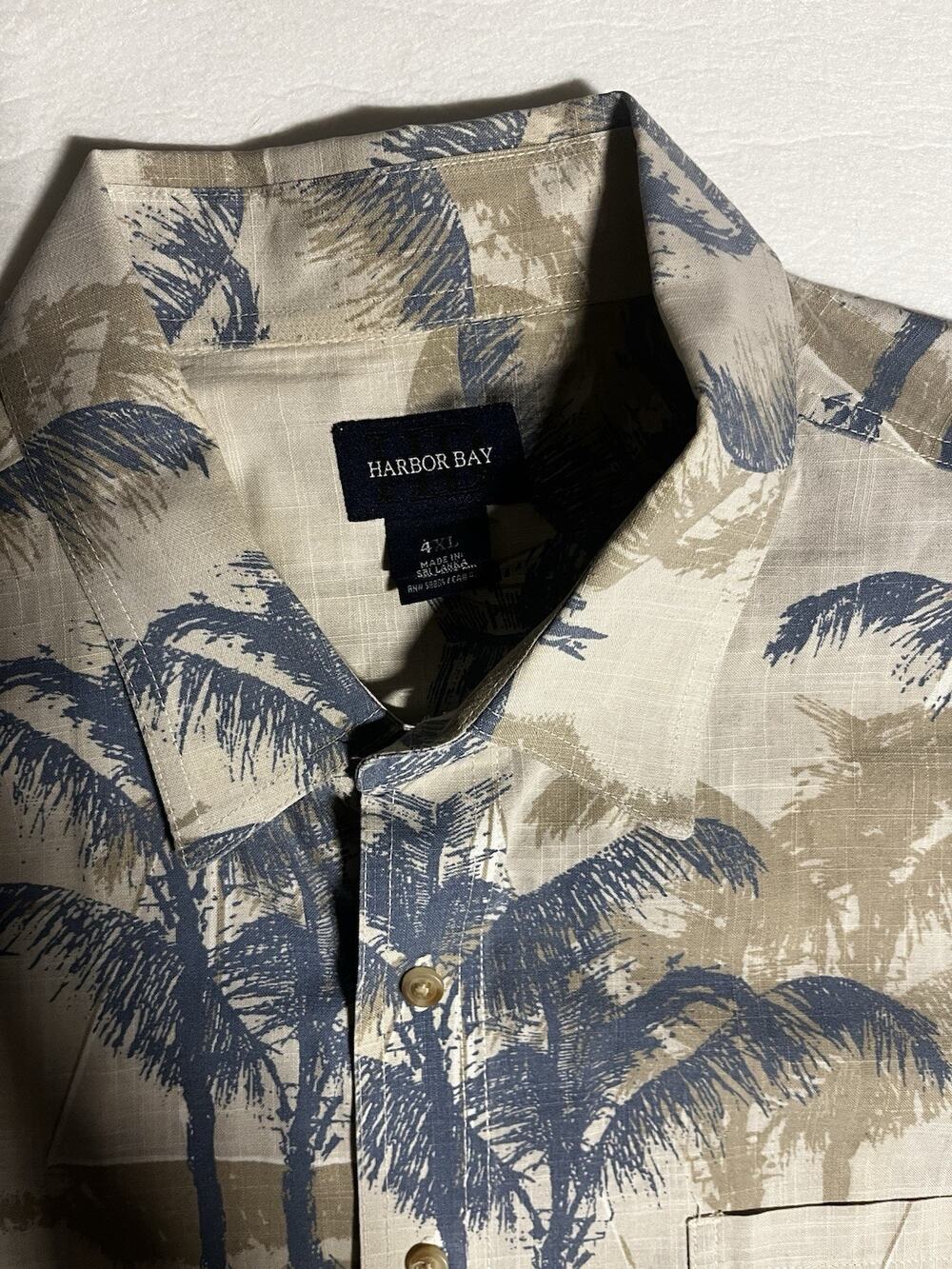 Harbor Bay Men’s 4XL Hawaiian Shirt Palm Trees Sailboats Tropical Button Up